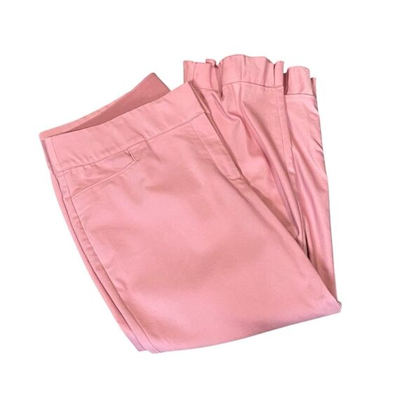 Lane Bryant "The Allie" Pink Ruffle Hem Ankle Pants Women's Size 22 - Picture 1 of 13